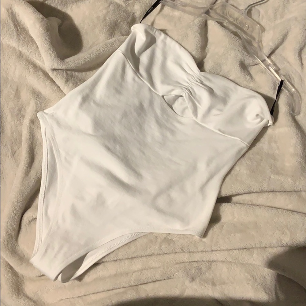 strapless white body suit